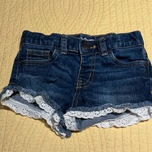 Cat & Jack Blue Denim Shorts with White Lace Trim